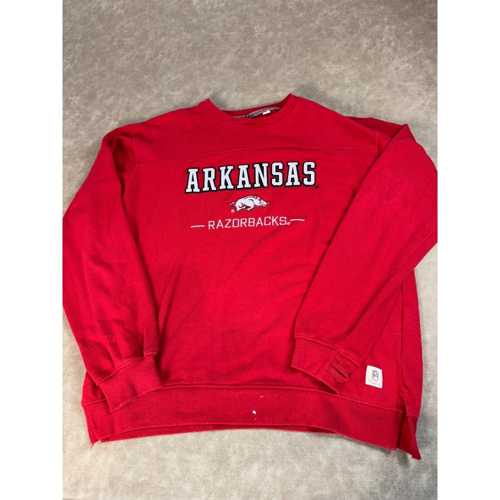 Pressbox Arkansas‎ Razorback Mens Pullover Crewneck Fleece Sweatshirt Red L